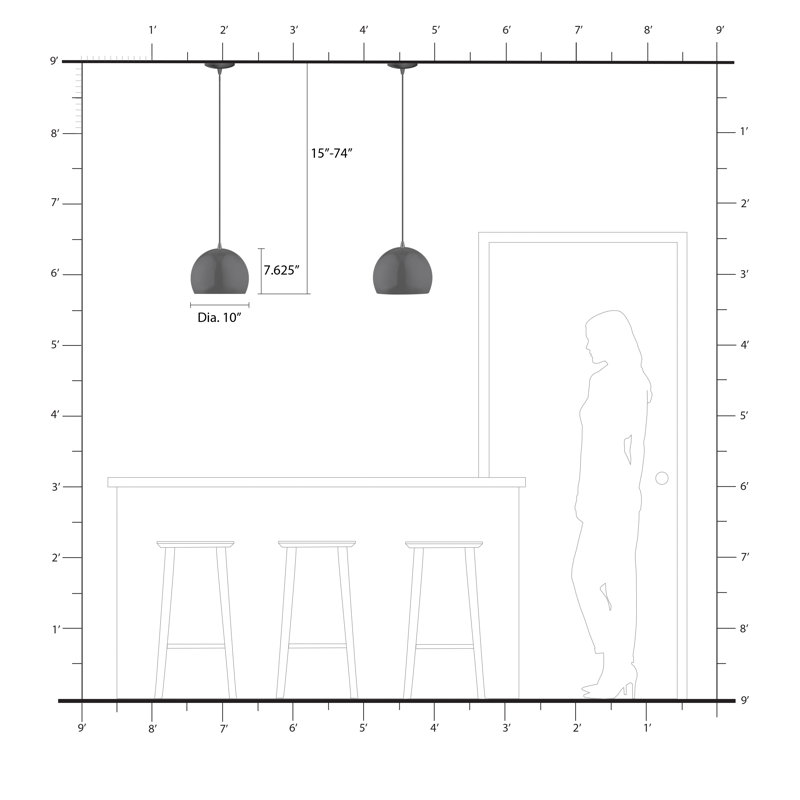 Shiny Light Gray Aluminum Globe Pendant Light