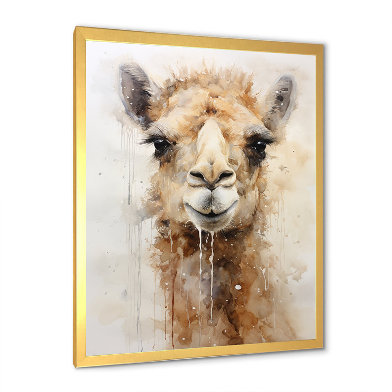Minimalisme beige chameau - reproductions d'art mural chameau, Cadre doré simple, H 32 po x l 24 po x P 1 po