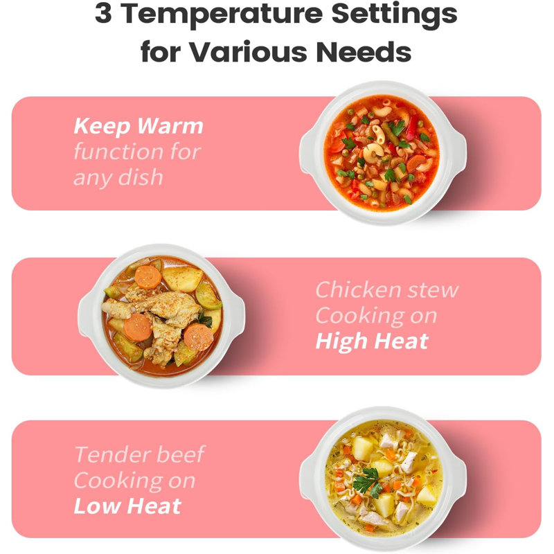 KOOC 0.65-Quart Small Slow Cooker featuring Free Liners for Easy Cleanup, Upgraded Ceramic Pot for Reduced Nutrient Loss, Ideal for Sauces, Stews, and Dips, with a Pink  Stainless Steel Round Design
