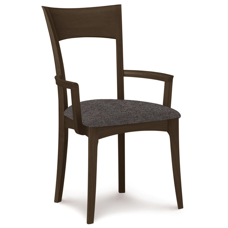 Ingrid 19.25'' H Upholstered Cherry Armchair, Smoke Cherry, Slate Fabric