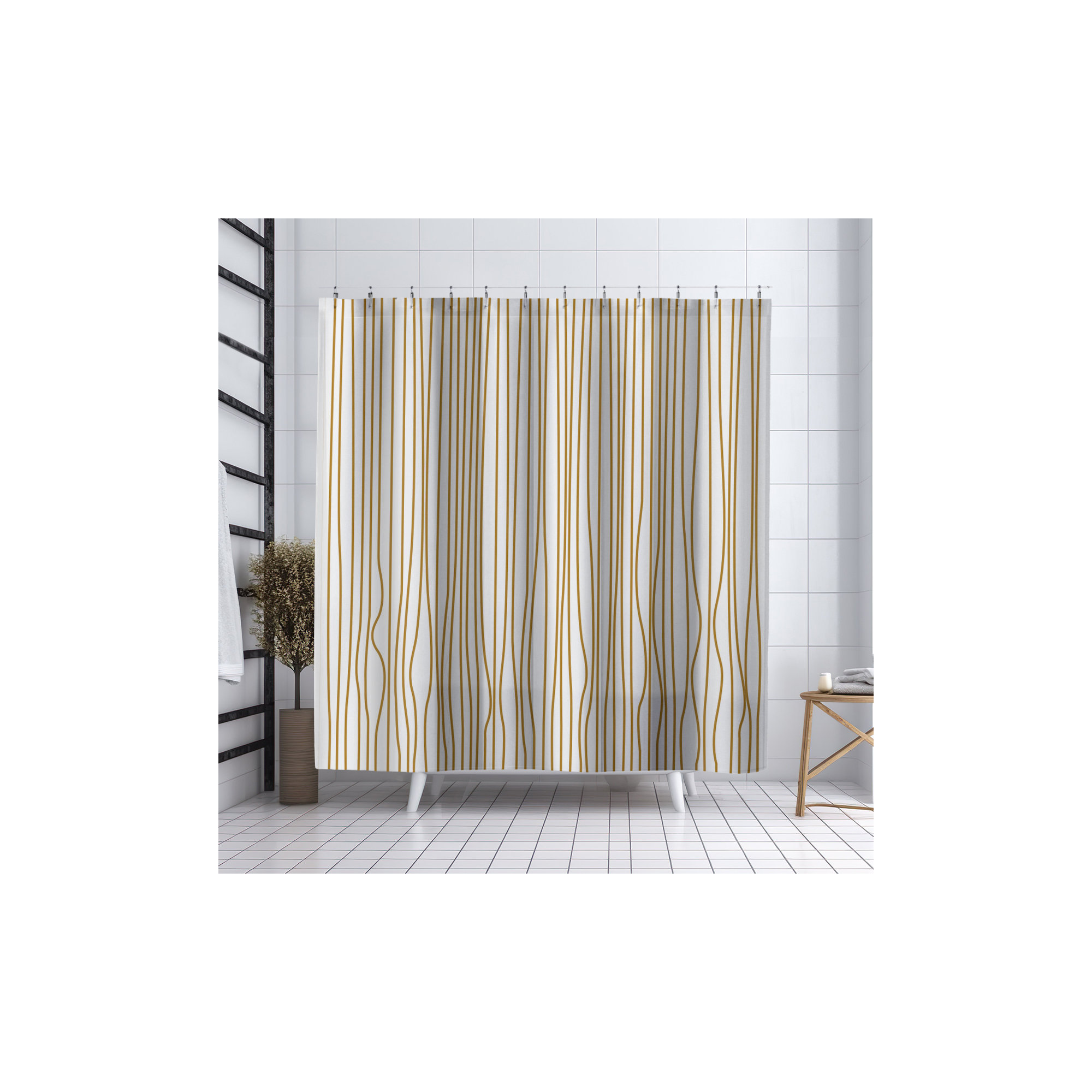 Coco Polyester Shower Curtain, Mustard