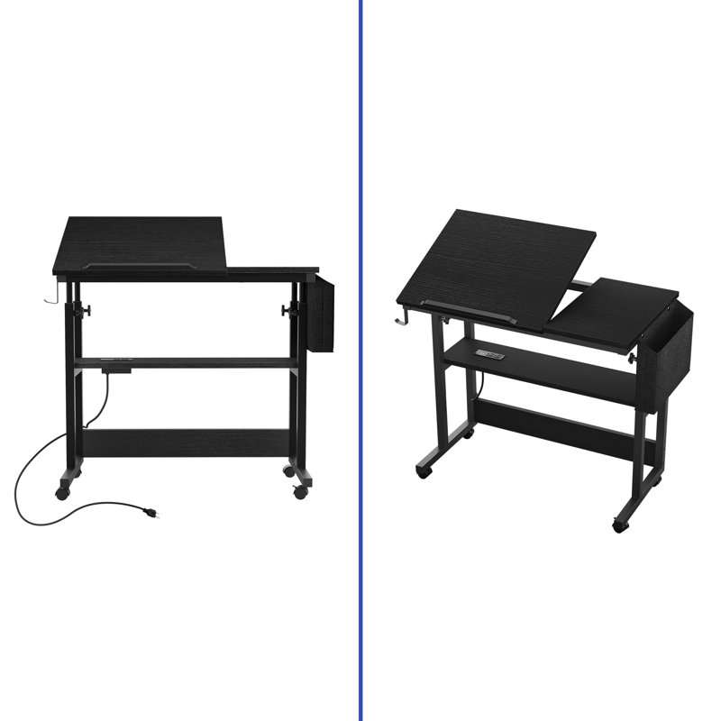Mawahib 25.6'' H x 31.49'' W Laptop/Tablet Storage Cart, Black