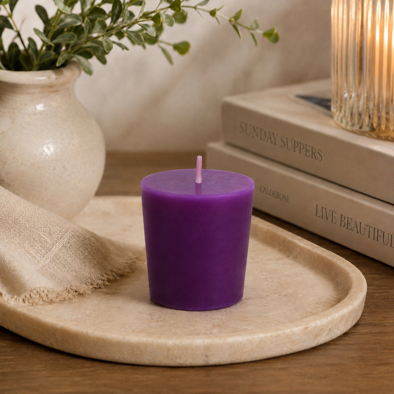 Bougie votive sans parfum Votive, Mauve, Ensemble de 12
