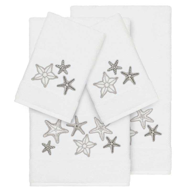 Ensemble de serviettes 3 pièces Lydia, Blanc, 4 Piece Towel Set (2 Bath Towel, 2 Hand Towels)