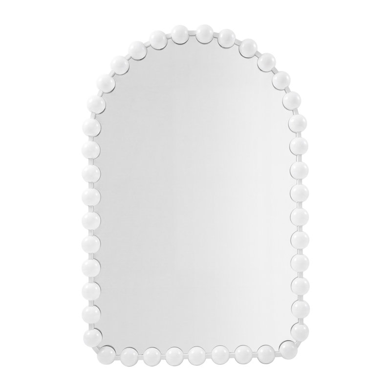 Marlowe 24X36 Arch Beaded Wall Mirror, 35.83" H x 24" W, White, Arch