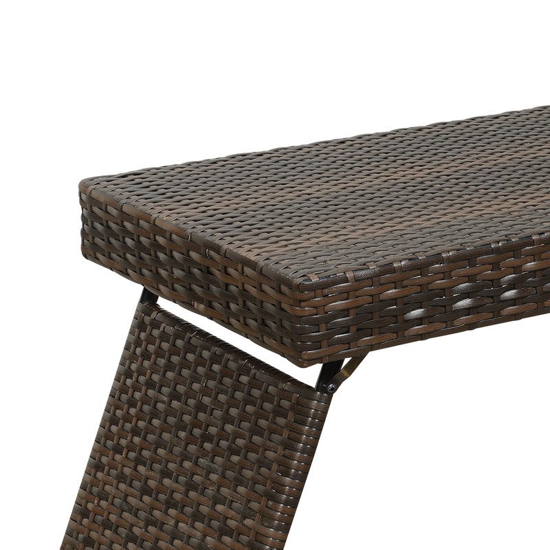 Rectangular Wicker/Rattan Outdoor Folding Coffee Table, Brown