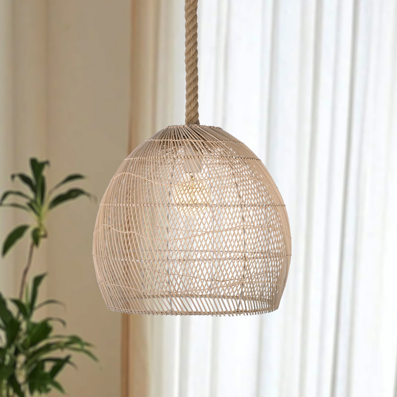 Luminaire suspendu en dôme naturel à 1 lumière Boruch, H 78 po x l 15,74 po x P 15,74 po