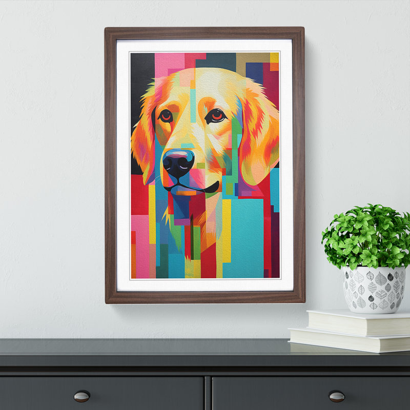 Golden Retriever Constructivism - Framed Print, Walnut, 64cm H x 46cm W x 2cm D