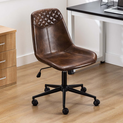 Chaise de travail sans accoudoirs en similicuir de 23 po Keavey 