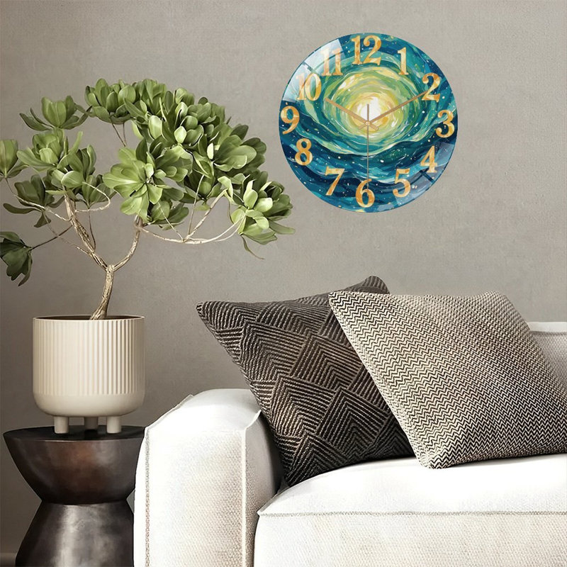 Horloge murale avec horloge murale avec texture ondulée bleue - 12 po