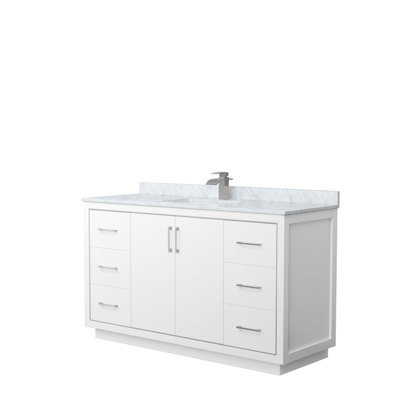 Ensemble de meuble-lavabo simple 60 po Icon, Nickel brossé, Blanc