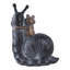 Statue de jardin ludique grenouille sur pied - pièce décorative ou sculpture d'extérieur pour patio ou jardin - 19 po, gris