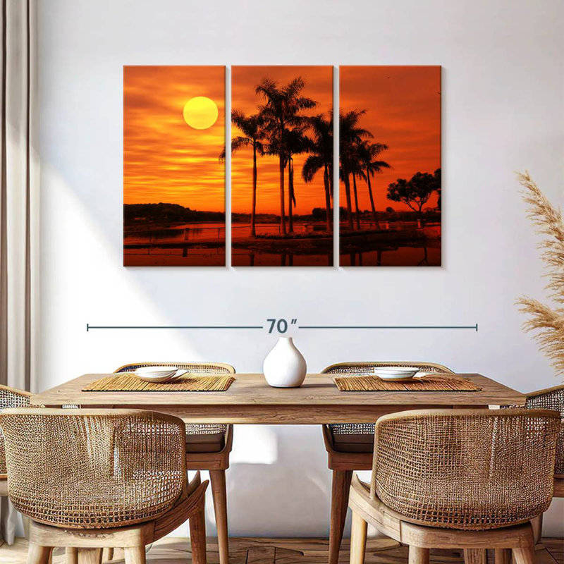 Scène de plage Gillard Orange, H 36 po x l 57 po