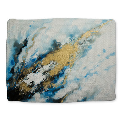Napperon en polyester tressé marbré bleu et or | Décoration intérieure