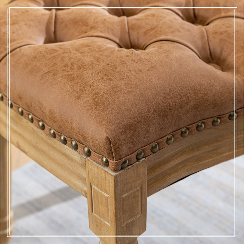 Cadre en bois massif de style français, peinture antique, boucle en cuir artificiel décoré à la main, Orange
