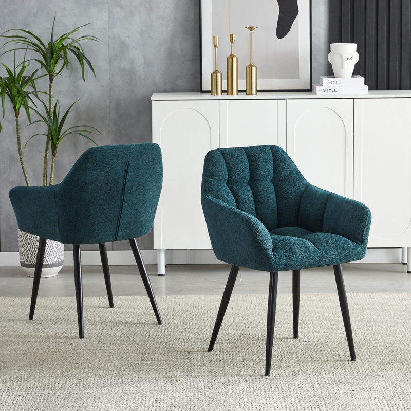 Dining Chairs Fabric Armchair for Living Room Morden Tub Chair with Armrest, Teal