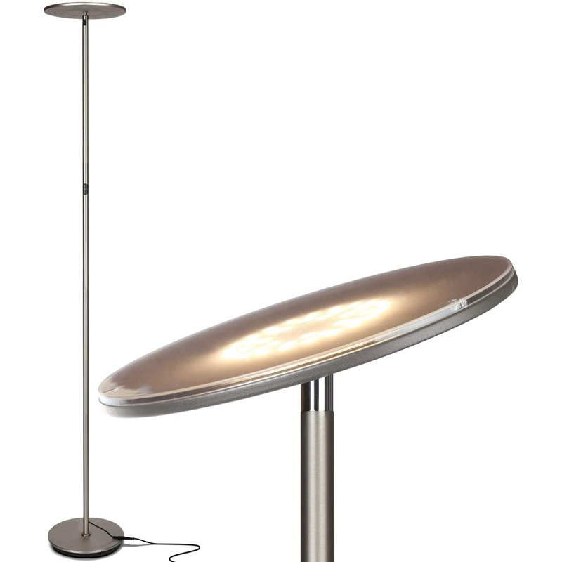 Flux 67 in. Industrial Dimmable LED Floor Lamp with Adjustable Head, Nickel