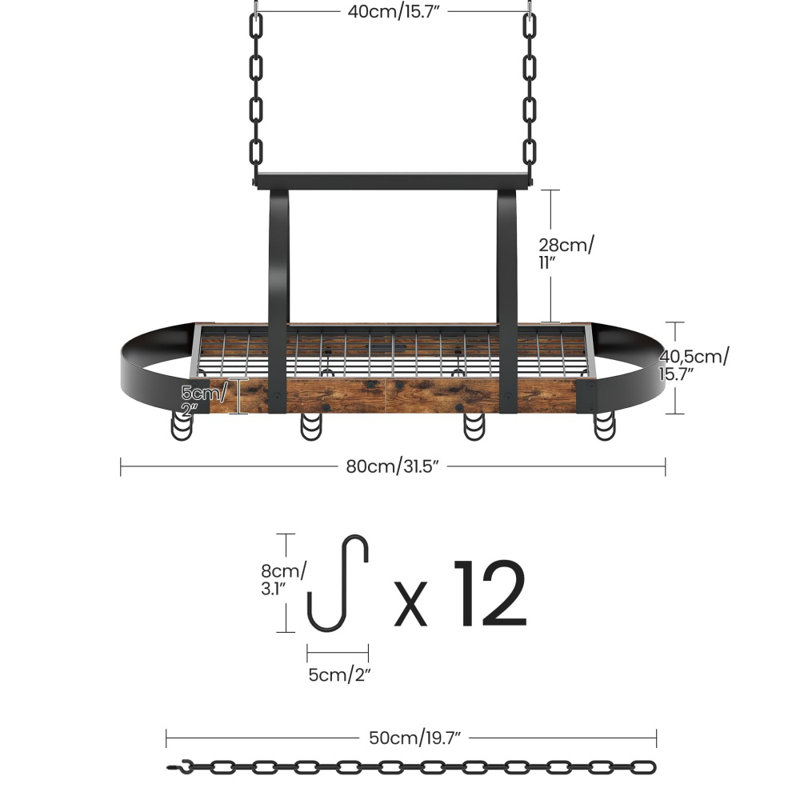 Hanging Pot Rack, Pot Hanger for Kitchen