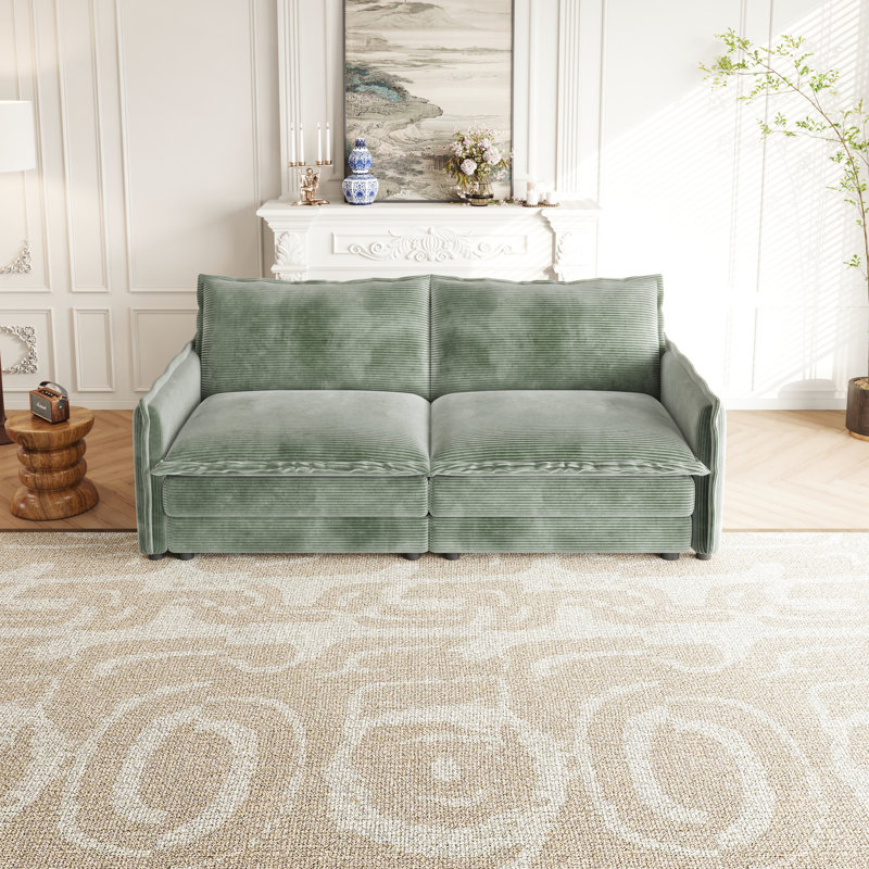 Velours côtelé pour le salon - 2 avec coussins de style canapé, H 30,77 po x l 30,55 po x P 29,63 po, Vert