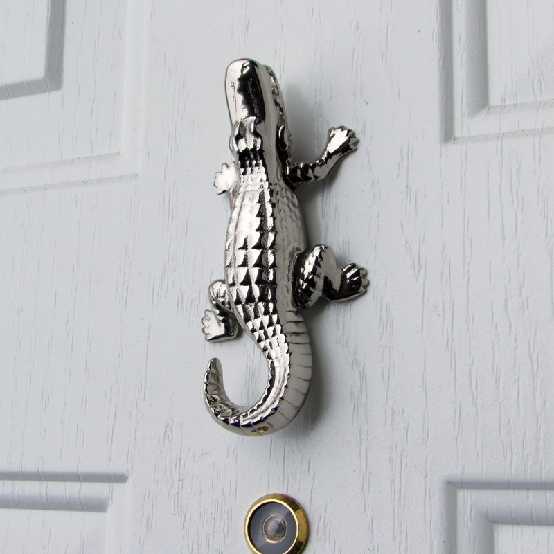 Heurtoir de porte en alligator, Argent nickel, 5,25 po x 2,5 po x 1 po