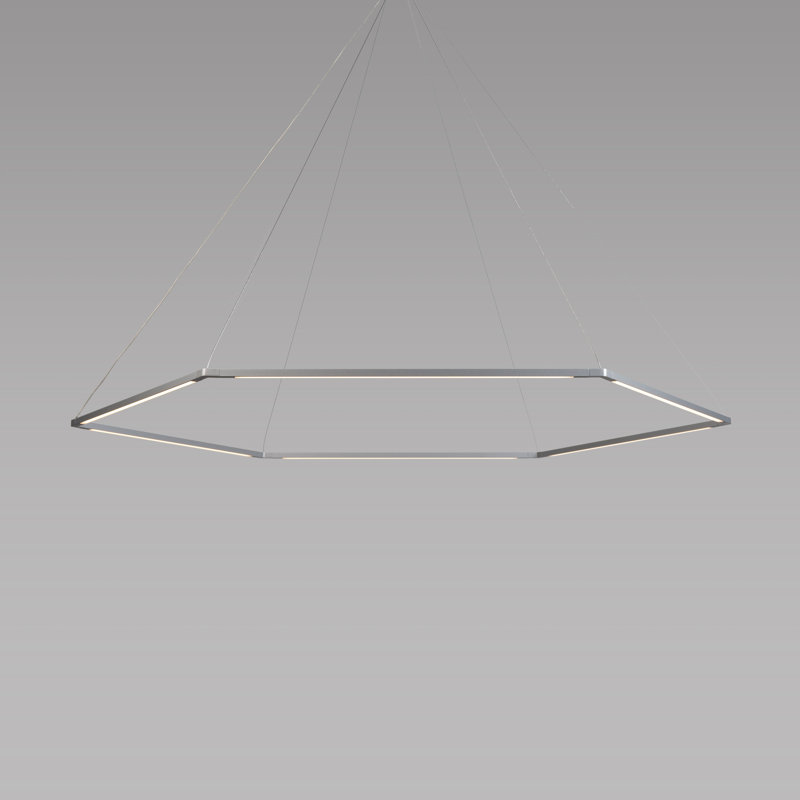 Z-Bar 6 - Light LED Pendant, Silver, 51.68" H x 45.34" W x 0.5" D