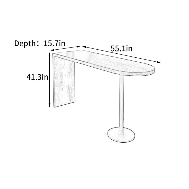 High-end solid wood black bar table, 41.3"H x 55.1"W x 15.7"D