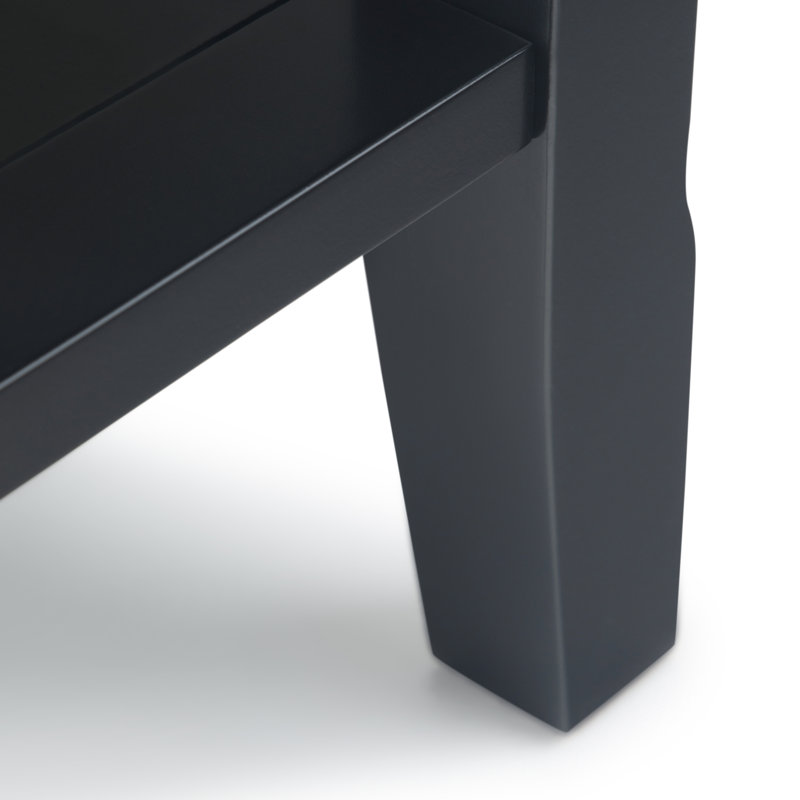 Acadian Solid Wood Transitional Table with Open Shelves, 20"H x 14"W x 24"D, Black