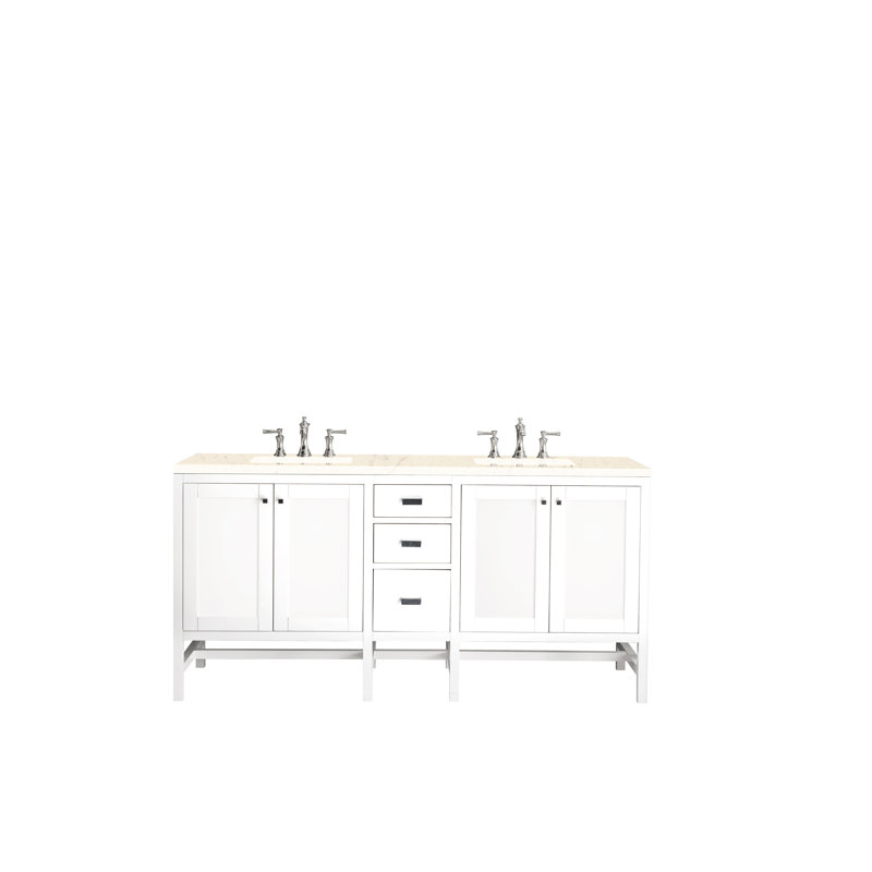 Ensemble de meuble-lavabo double 72 po Addison, Perle jasmin éternelle, Blanc brillant, 8 po