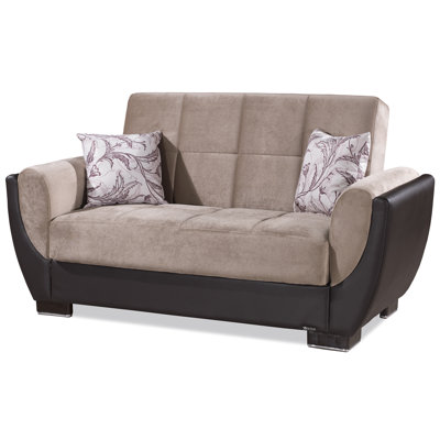 Jaliah Fabric Upholstered 3-in-1 Sleeper Loveseat Sofa Bed with Storage