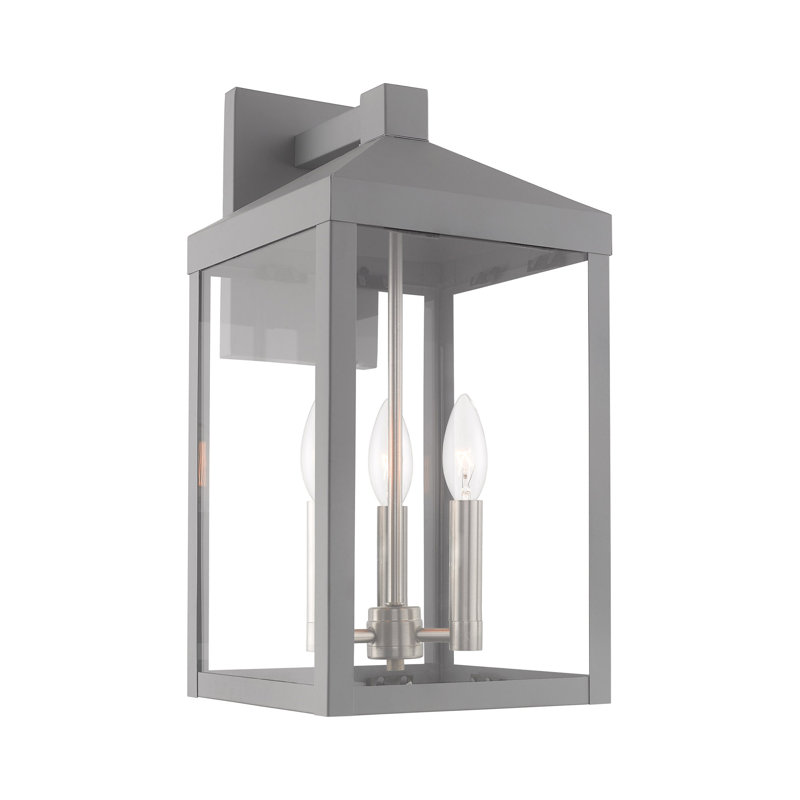 Lanterne murale d'extérieur 3 lumières Bartek, H 17,5 po x l 8,25 po x P 9,75 po, Gris nordique