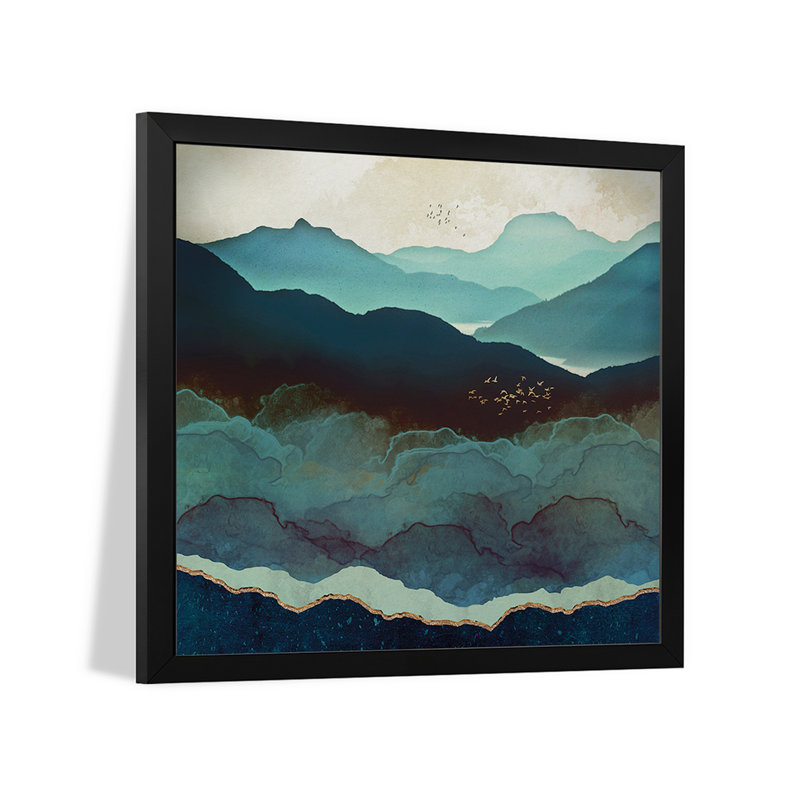 «Indigo Mountains», affiche encadrée de qualité supérieure par Space Space Designs, H 16 po x l 16 po