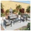 Ensemble de conversation 4 pièces pour patio moderne en aluminium 4 pièces avec coussins épais et structure et table basse-2120664840-2120664841