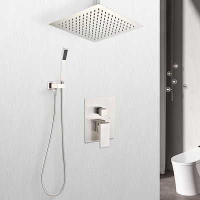 Matte Black Ceiling Mounted Shower - 10" Head And Handheld Unit Bath For Bathroom