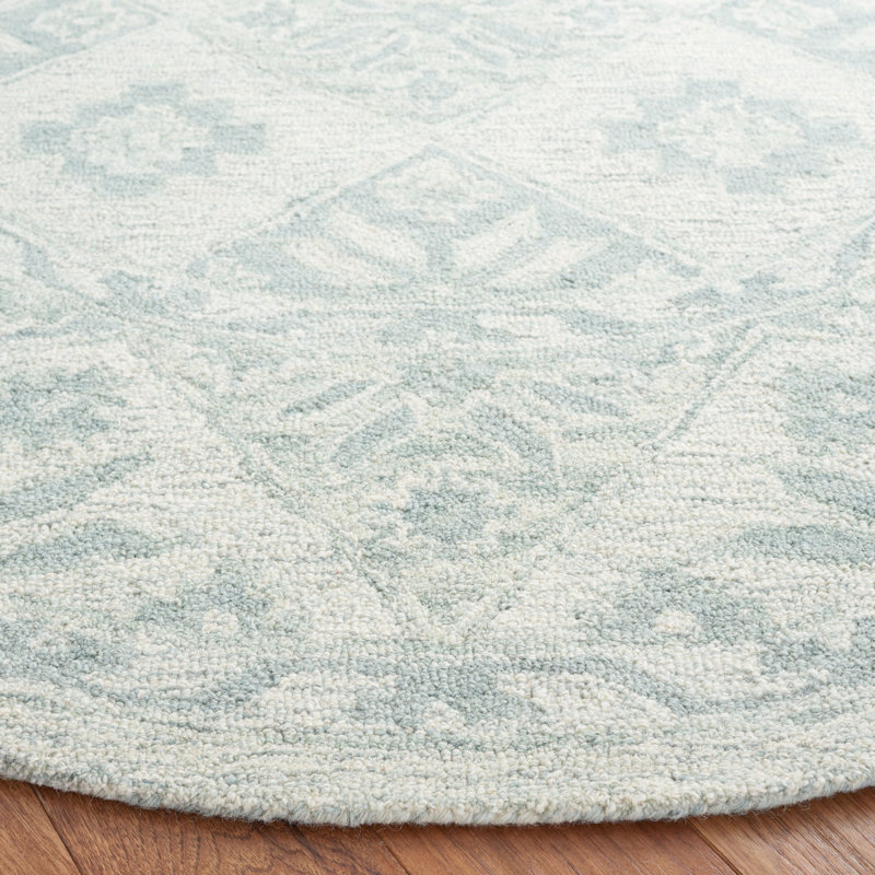 Martha Stewart Hand Tufted Wool/Cotton Moroccan Rug in Beige/Green, Round 6'