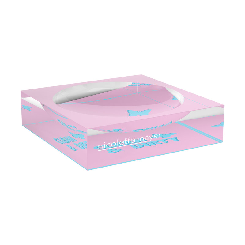 Decorative Tray, 8"W x 8"D x 2"H, Pale Pink Blue