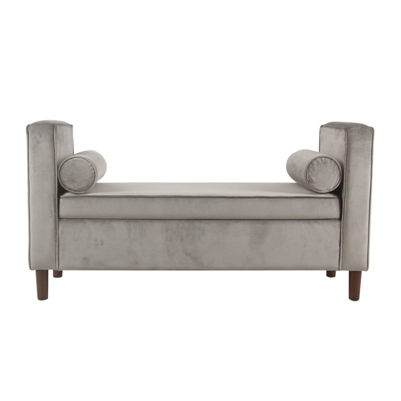 Wittrock Velvet Upholstered Storage Bench, Gray Velvet
