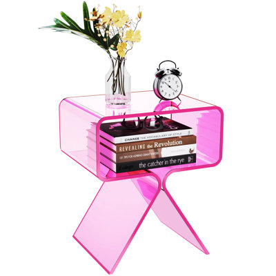 Betzabet Acrylic Side Table, Bedside Table Nightstand