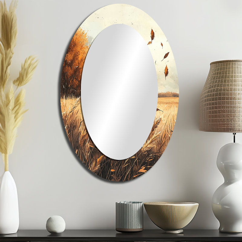 Miroir mural Windy Meadow Prairie Leaves III, 36 po x 24 po