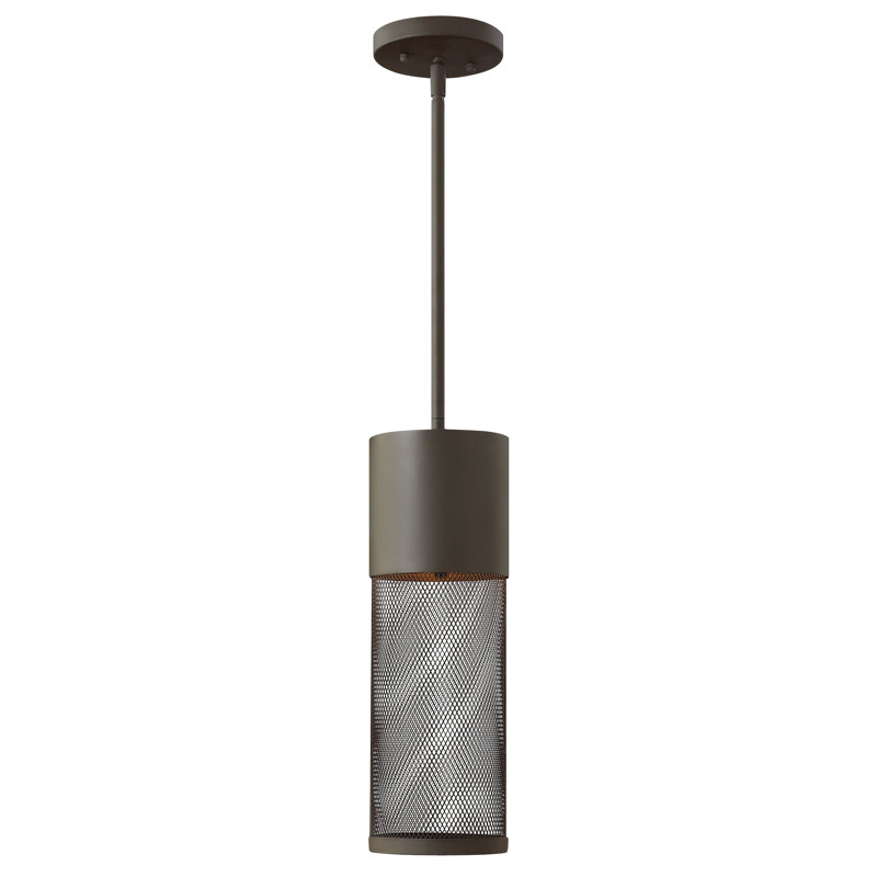 Luminaire suspendu d'extérieur noir à 1 lumière H 15,8 po Derek, Bronze, Incandescent