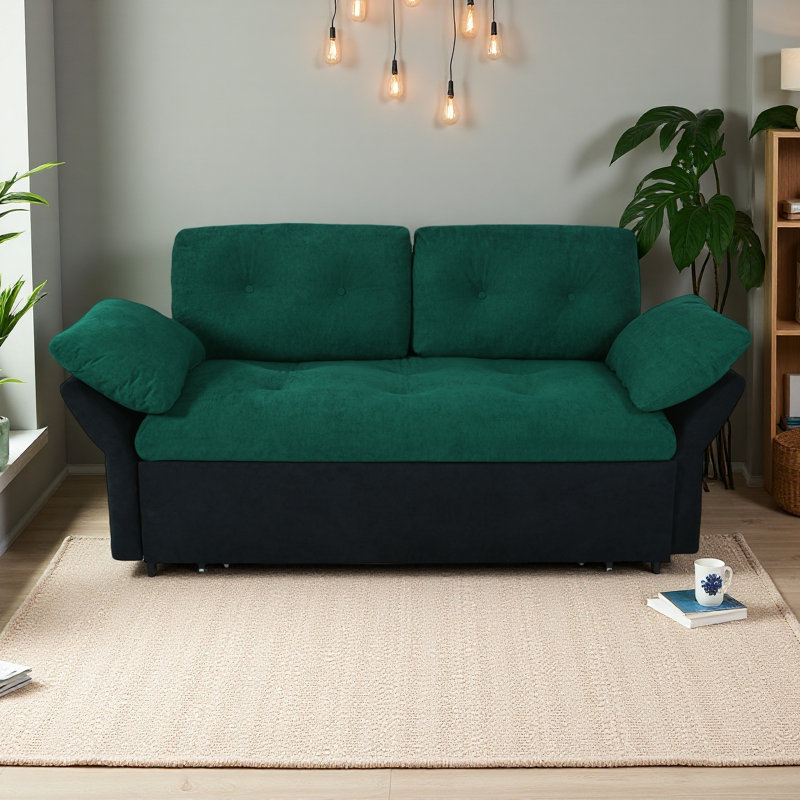 Canapé-lit convertible convertible grand lit, canapé-lit convertible 3-en-1 avec coussins épais et rangement latéral, canapé-lit multifonctionnel en chenille pour le salon, la chambre à coucher, l’appartement, le bureau