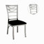 Chaise de salle à manger contemporaine en métal argenté 2 pièces avec siège en microfibre noir