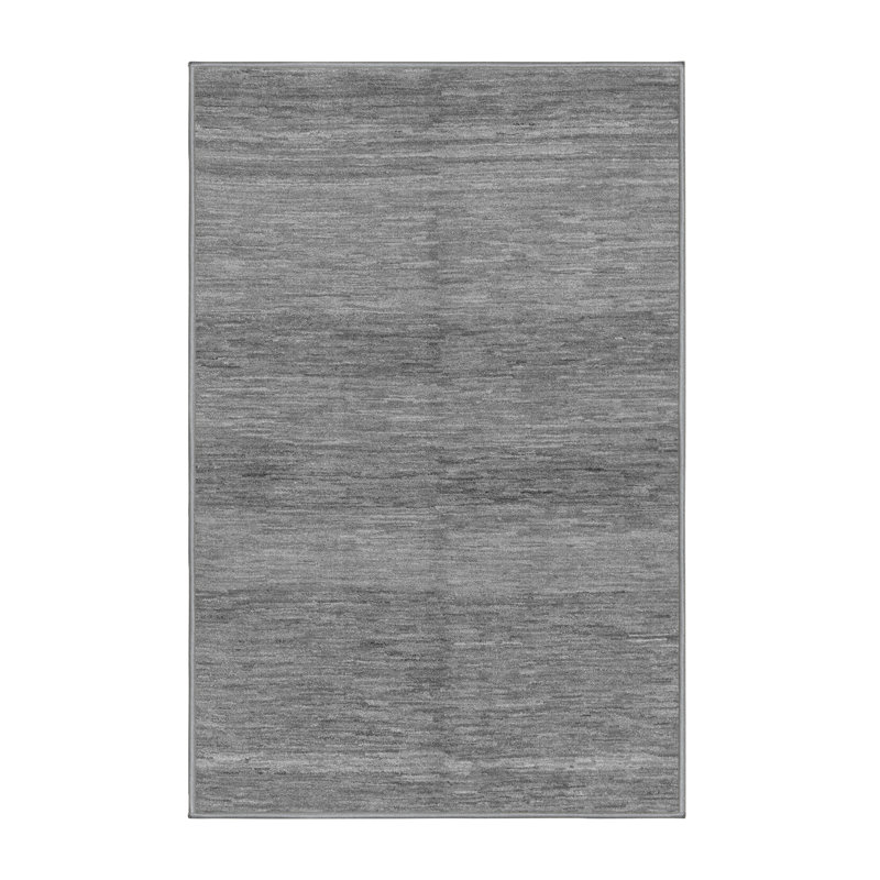 Tapis gris tissé à la machine Bieber, Rectangle 4 pi x 6 pi