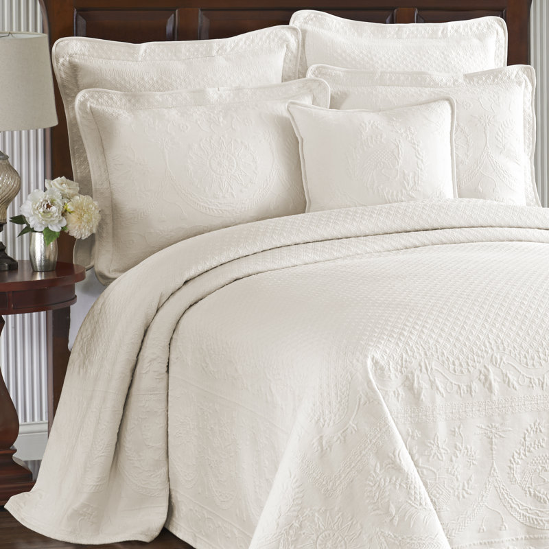 King Size Blue Cotton Reversible Bedspread