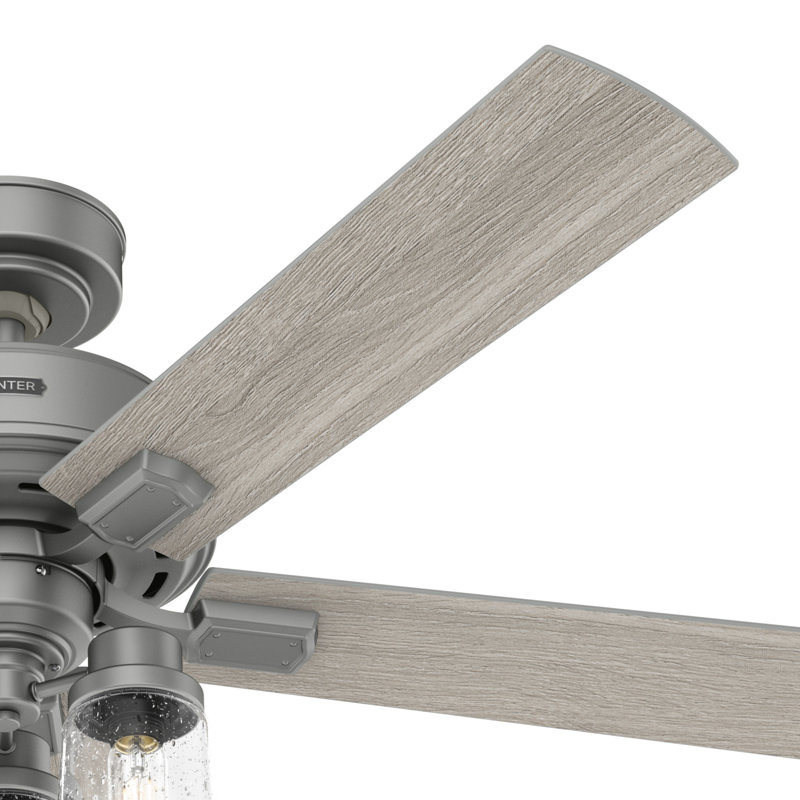 52" Hartland 5 - Blade Ceiling Fan with LED Light Kit and Handheld Remote, Matte Silver