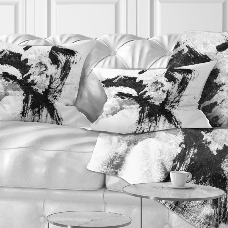 Black Paint Stain - Abstract Printed Pillow