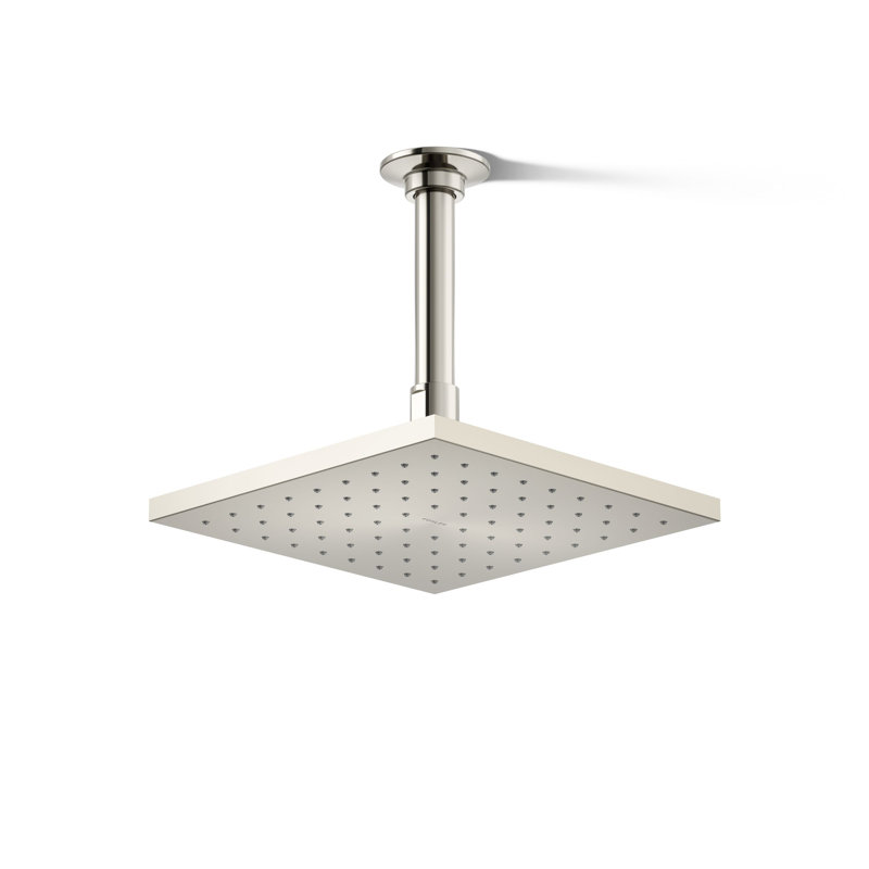 Contemporary Rain Shower Head, Vibrant Polished Nickel, 1.75 GPM, Square
