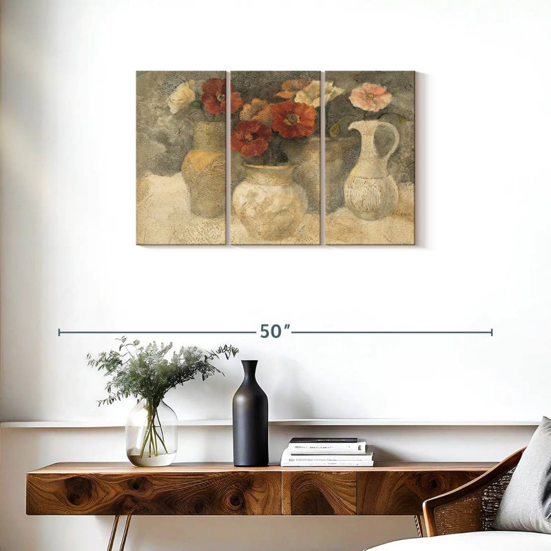 Coquelicots Harnek en blanc, H 20 po x l 33 po
