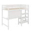 Lit mezzanine simple en bois avec tablettes, bureau et tableau d'écriture-1648960152