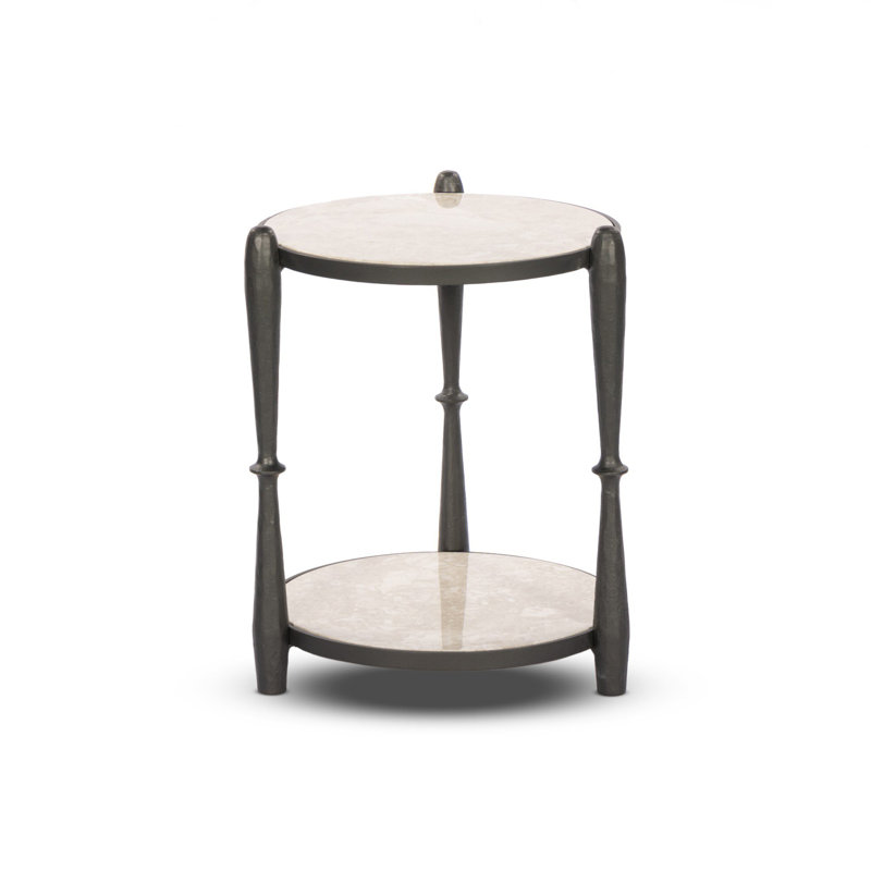 RUTHIE End Table, White/Gunmetal