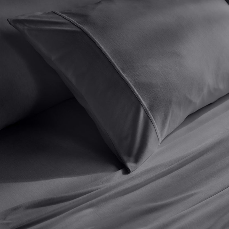 Cloudten Bedding Bamboo Jersey Sheet Set - Split King (Gray), Gray, Split King Sheet Set with 2 Pillowcases